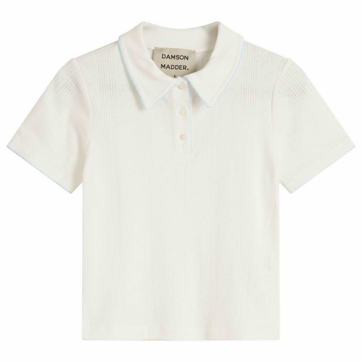 Damson Madder Women's Devon Pointelle Polo T-shirt in White