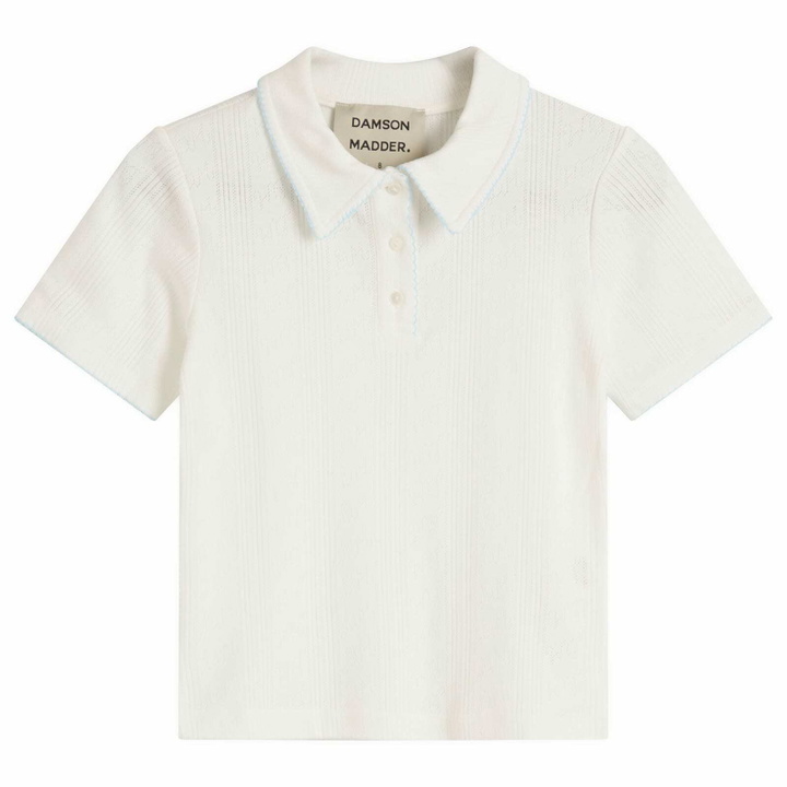 Photo: Damson Madder Women's Devon Pointelle Polo T-shirt in White