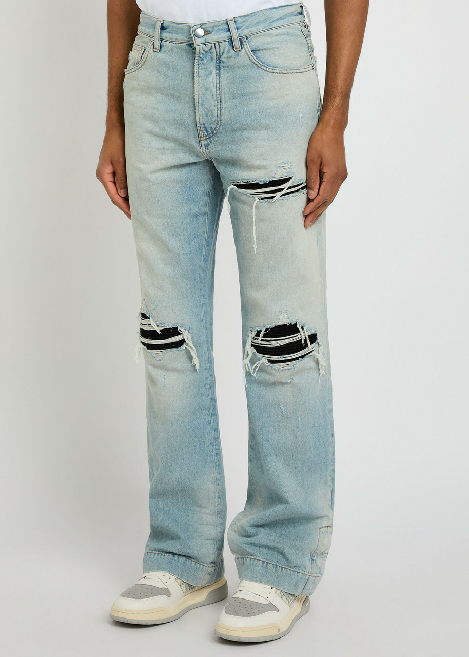 Amiri MX1 Ripped Straight-leg Jeans Indigo