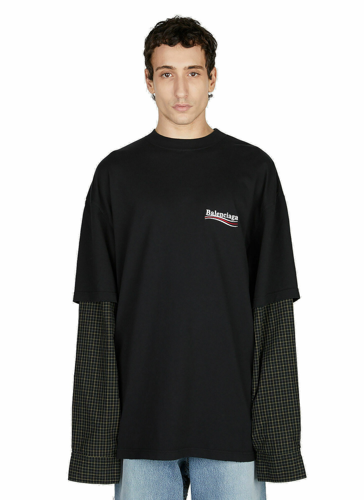 すぐにお届け♪ BALENCIAGA UA LAYERED T-SHIRT BLACK Tシャツ Balenciaga - Layered T-Shirt in Black Balenciaga