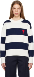 AMI Alexandre Mattiussi Navy & White Ami de Cœur Sweater