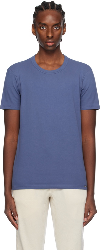 Photo: TOM FORD Blue Crewneck T-Shirt