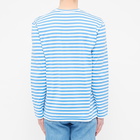 Comme des Garçons Play Men's Little Red Heart Long Sleeve Stripe T in Blue