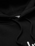 STÜSSY - Logo-Embroidered Fleece-Back Cotton-Blend Jersey Hoodie - Black