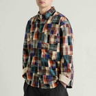 FrizmWORKS Men's Madras Patchwork Relaxed Shirt in Beige