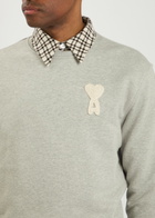 Ami Paris Logo-appliquéd Cotton Sweatshirt Grey