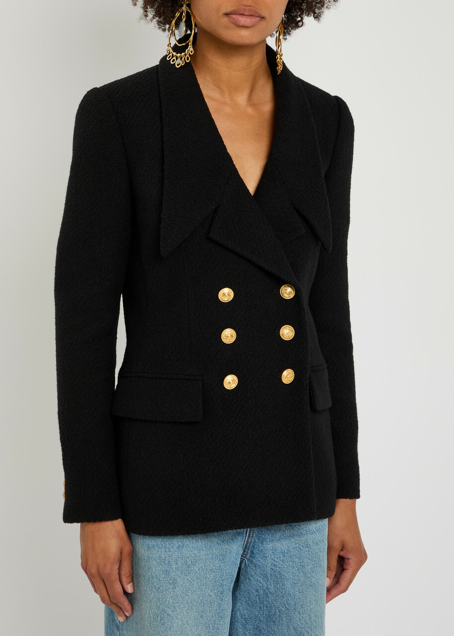 Chloe Double-breasted Bouclé Wool-blend Blazer Black Chloe