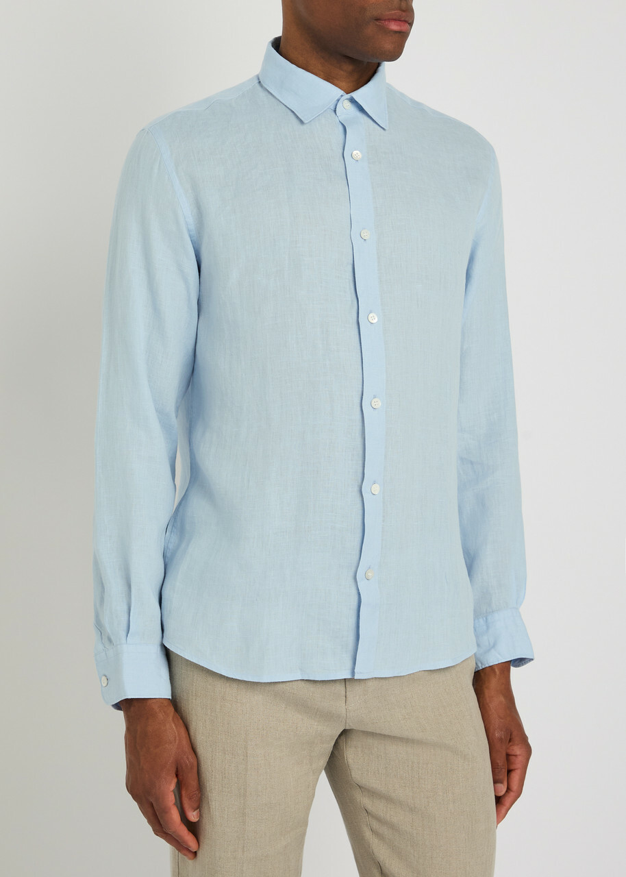 Sunspel Linen Shirt Light Blue