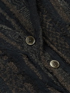 KAPITAL - Goudy Intarsia Cotton-Bouclé Cardigan - Black