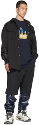 JERIH Black Detachable Sleeve Shirt