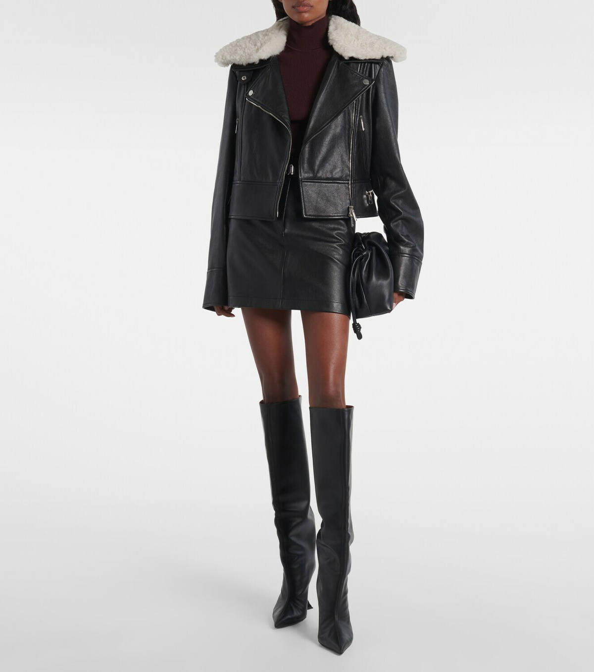 Sportmax Toscana shearling-trimmed leather jacket