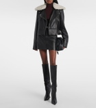 Sportmax Toscana shearling-trimmed leather jacket