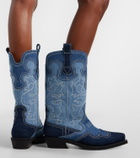 Ganni Denim cowboy boots