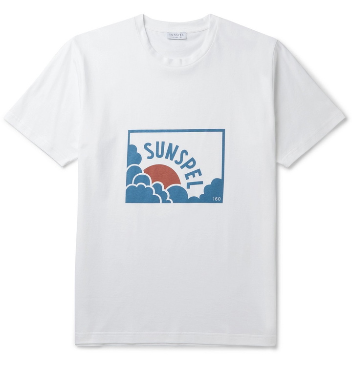 Photo: Sunspel - Printed Cotton-Jersey T-Shirt - White