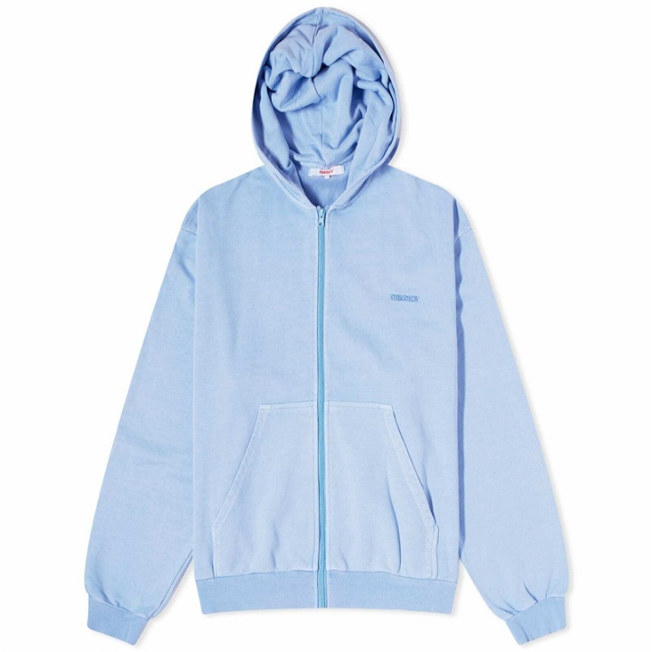 Photo: Checks Downtown Men's Overdyed Zip Hoodie in Sky Blue