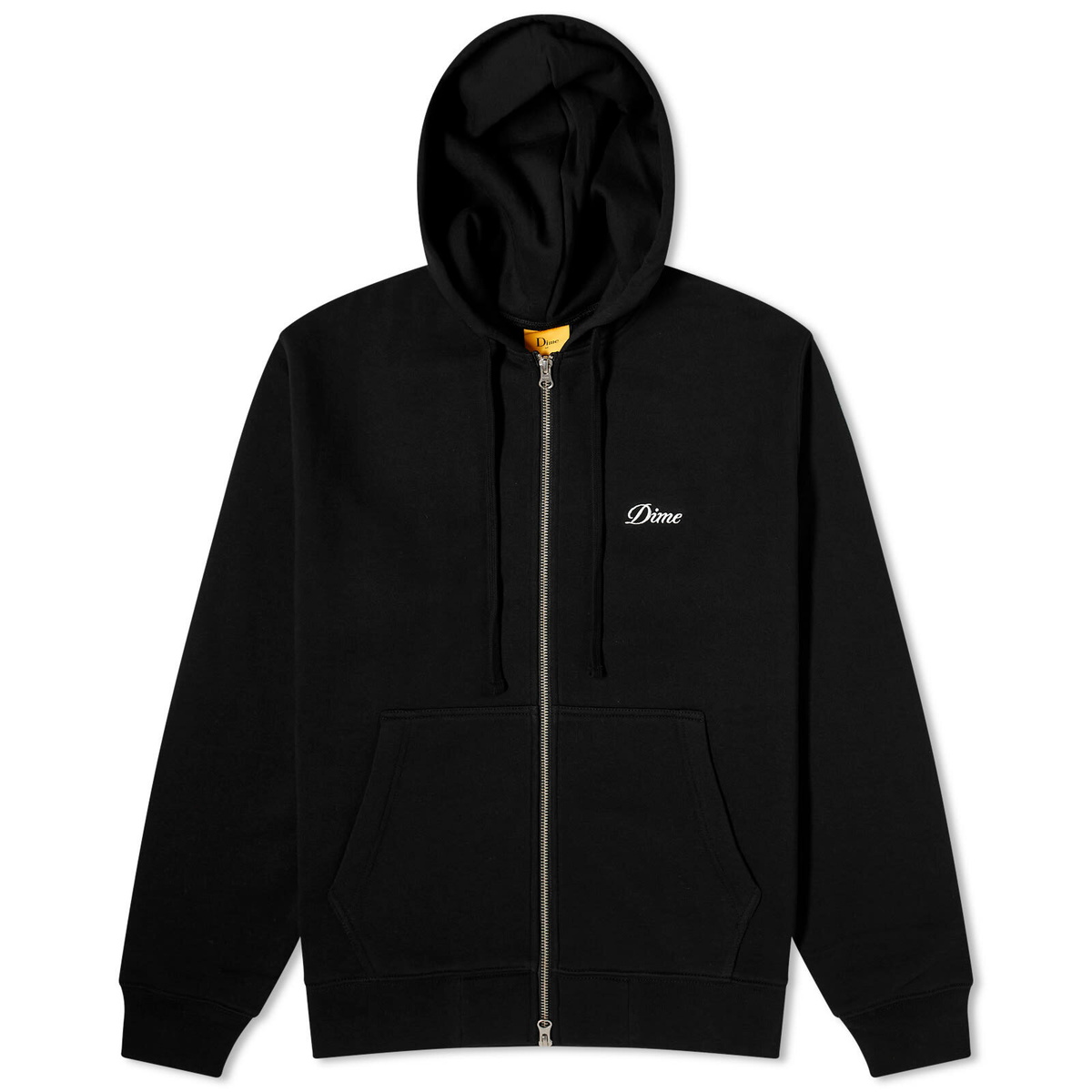 Dime Men's Cursive Small Logo Zip Hoodie in Black Dime
