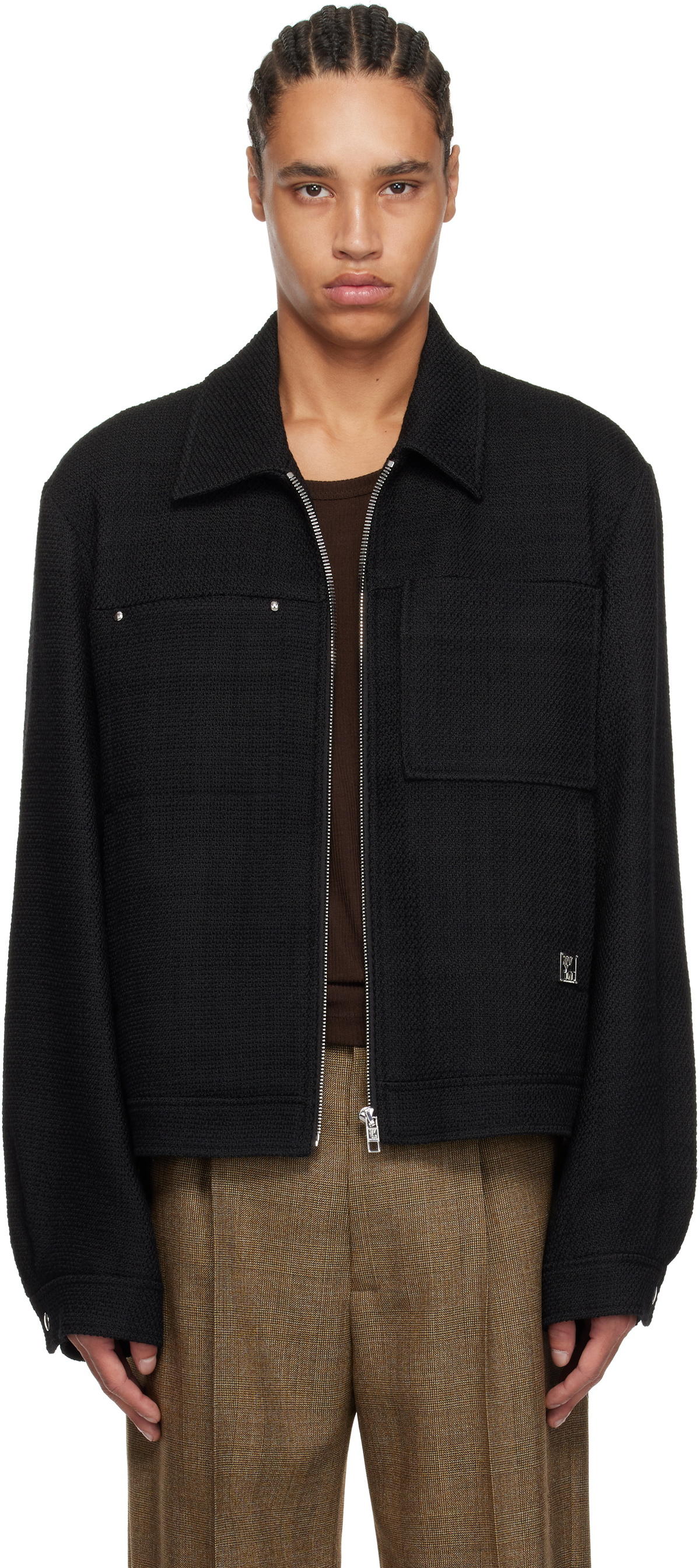 WOOYOUNGMI Black Tweed Zip-Up Jacket Wooyoungmi