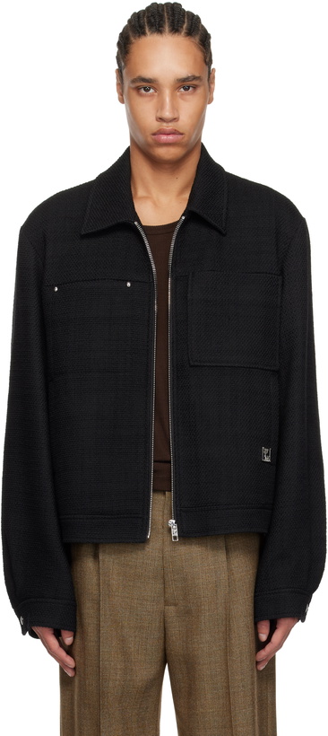Photo: WOOYOUNGMI Black Tweed Zip-Up Jacket