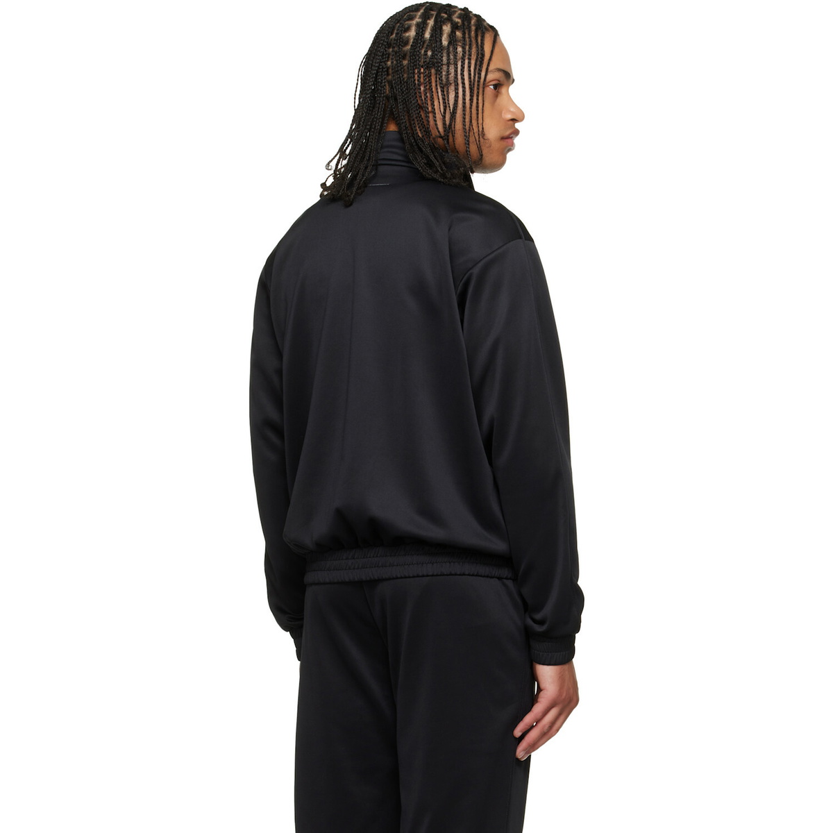 MM6 Maison Margiela Black Embroidered Logo Track Jacket