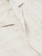 Richard James - Camp-Collar Embroidered Cotton and Linen-Blend Shirt - Neutrals