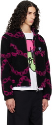 Chopova Lowena Black & Purple Charm Party Fitted Fleece Jacket