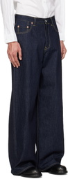 FUMITO GANRYU Navy Reverse 5P Jeans