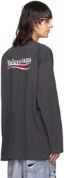 Balenciaga Gray Political Campaign Long Sleeve T-Shirt