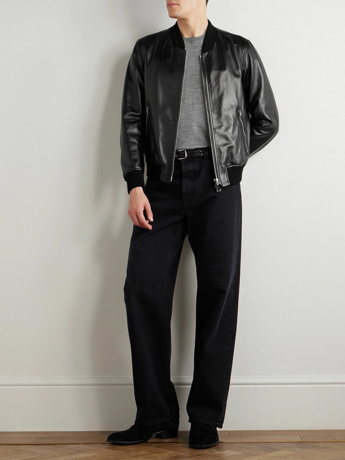 【年内限定値下】OAF POCKET DETAIL LEATHER BOMBER Mint $295 Croft & Barrow Leather A-2 Flight Bomber Jacket
