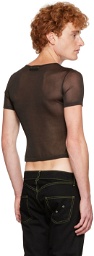 Jean Paul Gaultier Black Openworked JPG Heart T-Shirt