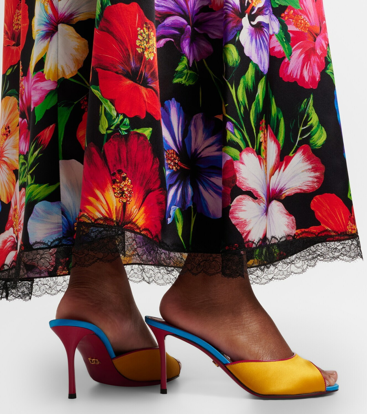 Dolce&Gabbana Keira leather-trimmed satin mules