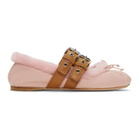 Miu Miu Pink Shearling Double Buckle Ballerina Flats