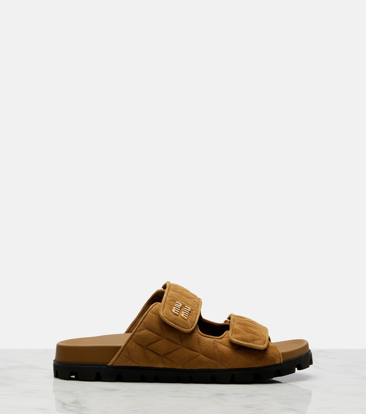 Miu Miu Quilted suede slides