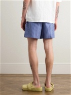 The Frankie Shop - Striped Cotton-Poplin Boxer Shorts - Blue
