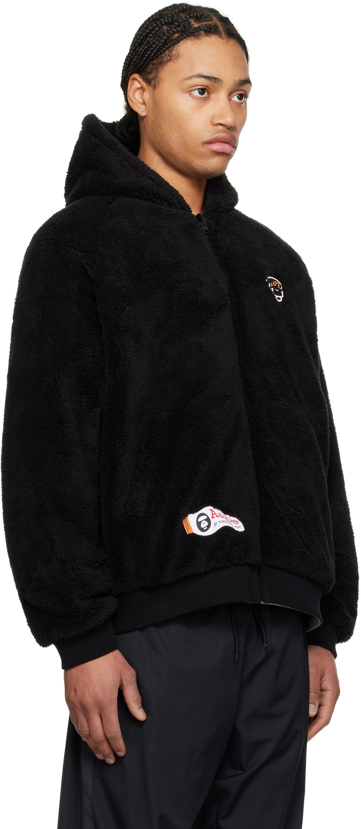 AAPE by A Bathing Ape Black & Gray Moonface Logo Zip-Up Reversible