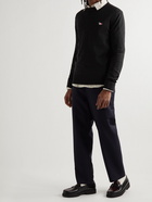 Maison Kitsuné - Slim-Fit Logo-Appliquéd Wool Sweater - Black