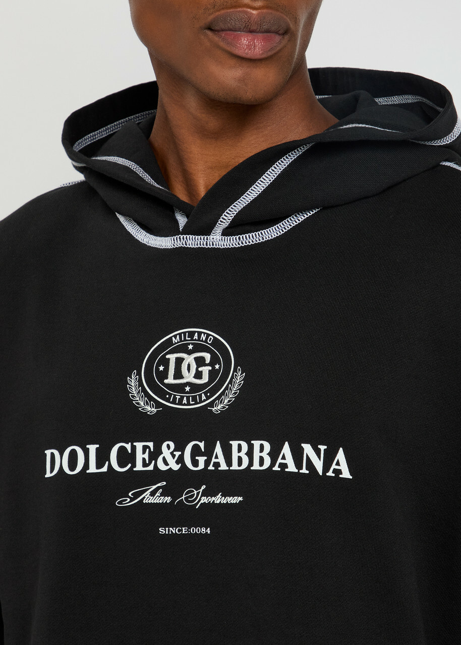 Dolce & Gabbana Logo-embroidered Cotton Sweatshirt Black