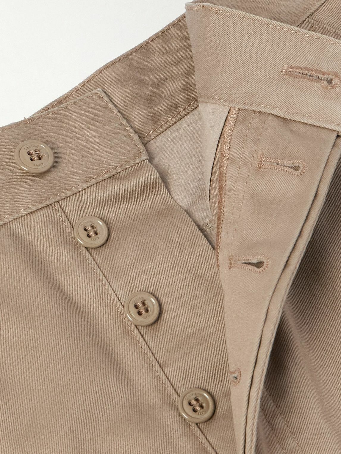 CELINE - Straight-Leg Distressed Cotton-Twill Cargo Shorts - Brown
