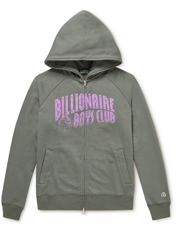 Photo: Billionaire Boys Club - Logo-Print Cotton-Jersey Zip-Up Hoodie - Gray