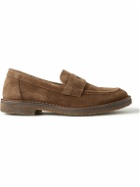 Drake's - Canal Suede Penny Loafers - Brown