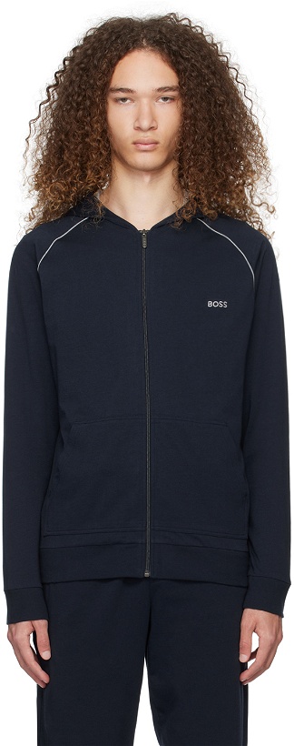 Photo: BOSS Navy Embroidered Hoodie