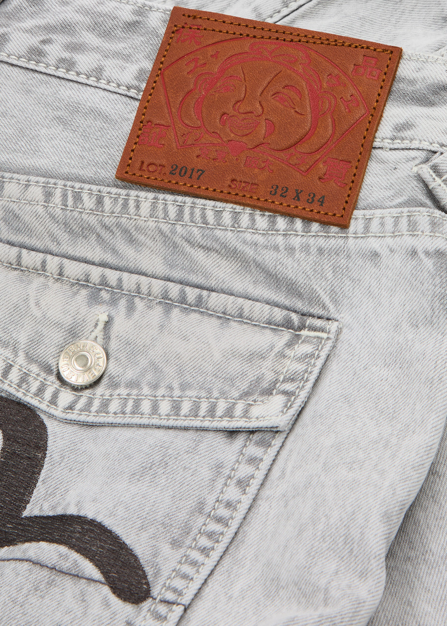 Evisu Logo-embroidered Slim-leg Jeans Grey Evisu