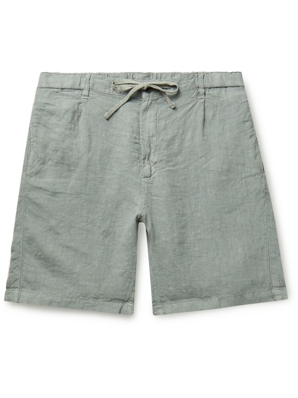 Photo: Hartford - Tank Pleated Linen Drawstring Shorts - Green
