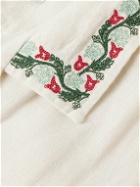 Corridor - Hamsa Camp-Collar Embroidered Cotton Shirt - White