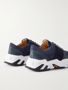 Mr P. - Mesh and Leather-Trimmed Regenerated Suede by evolo® Sneakers - Blue
