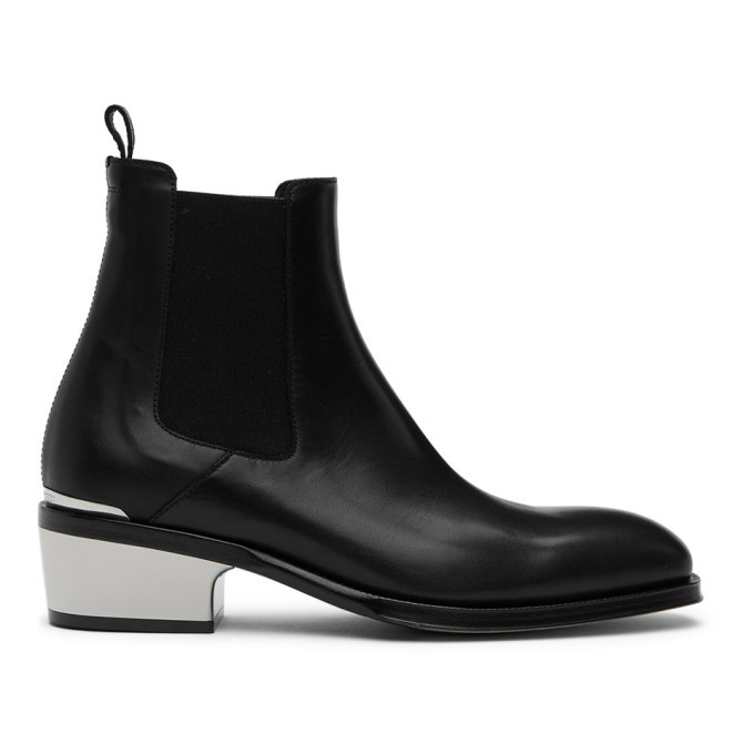 Photo: Alexander McQueen Black Metal Heel Chelsea Boots