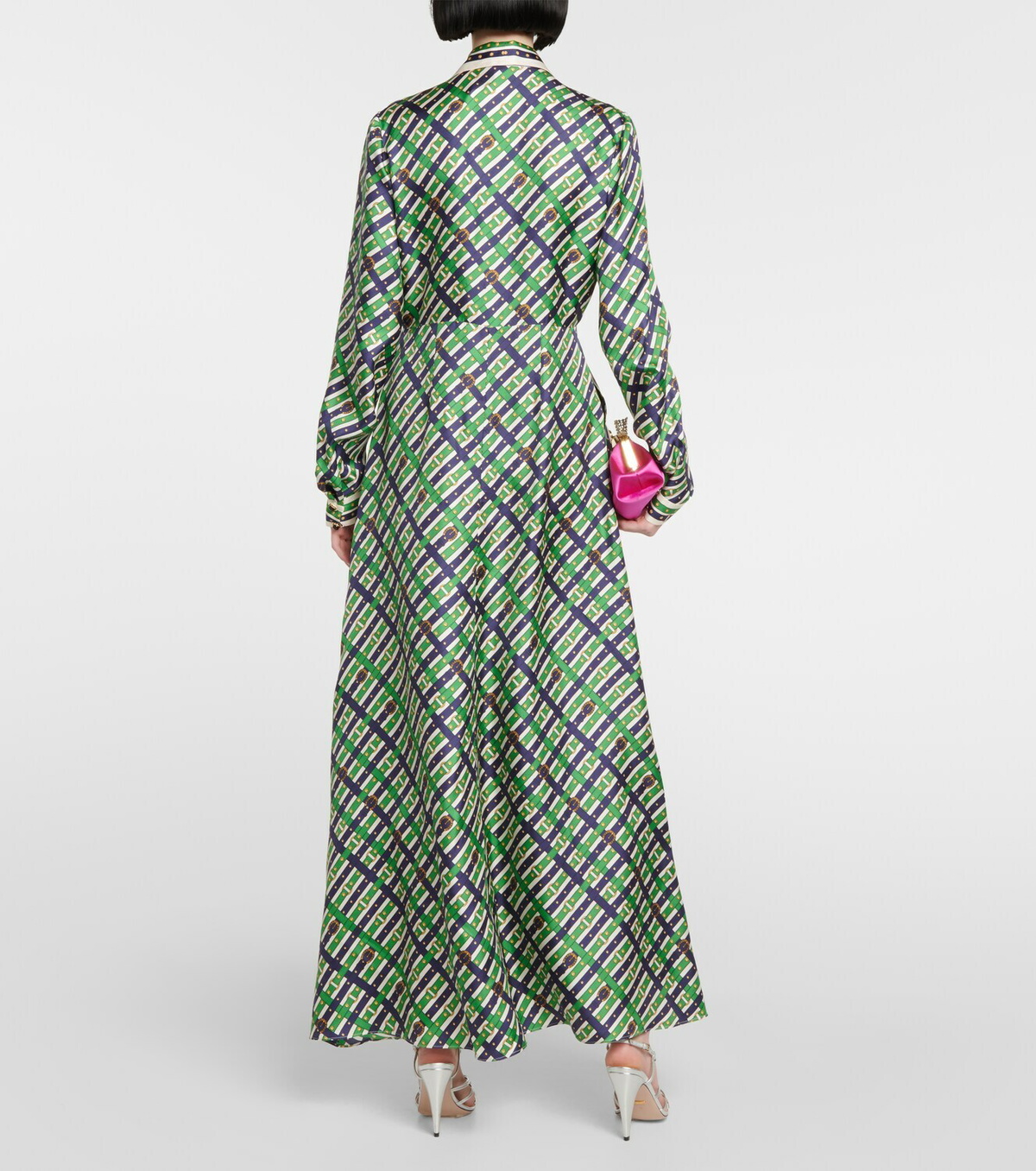 Gucci - Belt check silk maxi dress Gucci