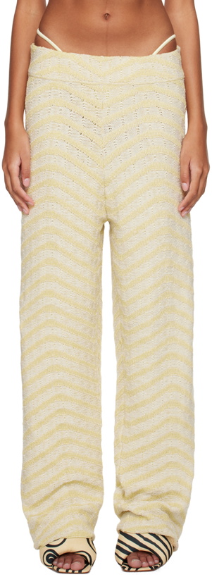 Photo: Isa Boulder SSENSE Exclusive Yellow & Off-White Knitcurve Trousers