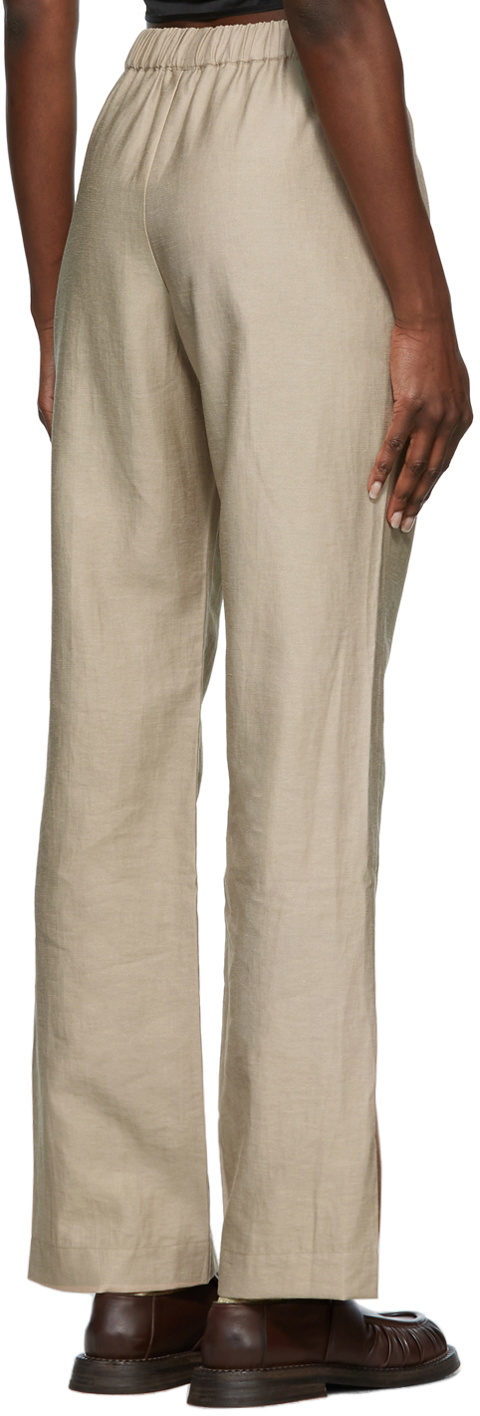 Yuzefi Beige Linen Drawstring Trousers