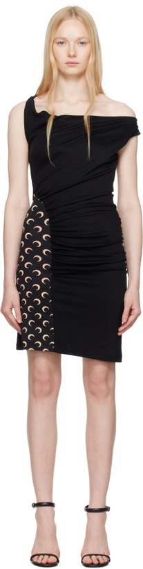 Photo: Marine Serre SSENSE Exclusive Black Soft Jersey Draped Minidress