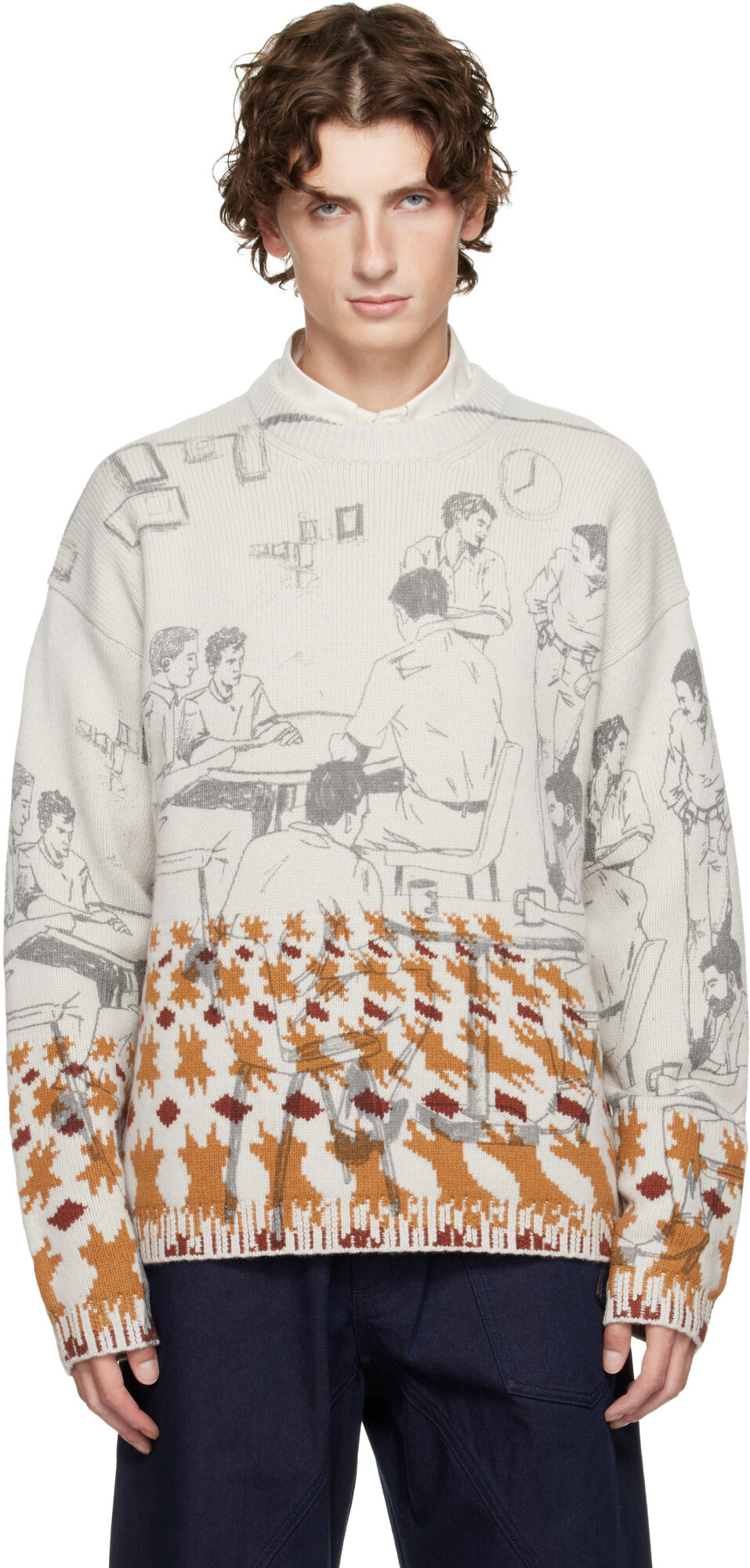 JW Anderson Gray Print Jacquard Sweater